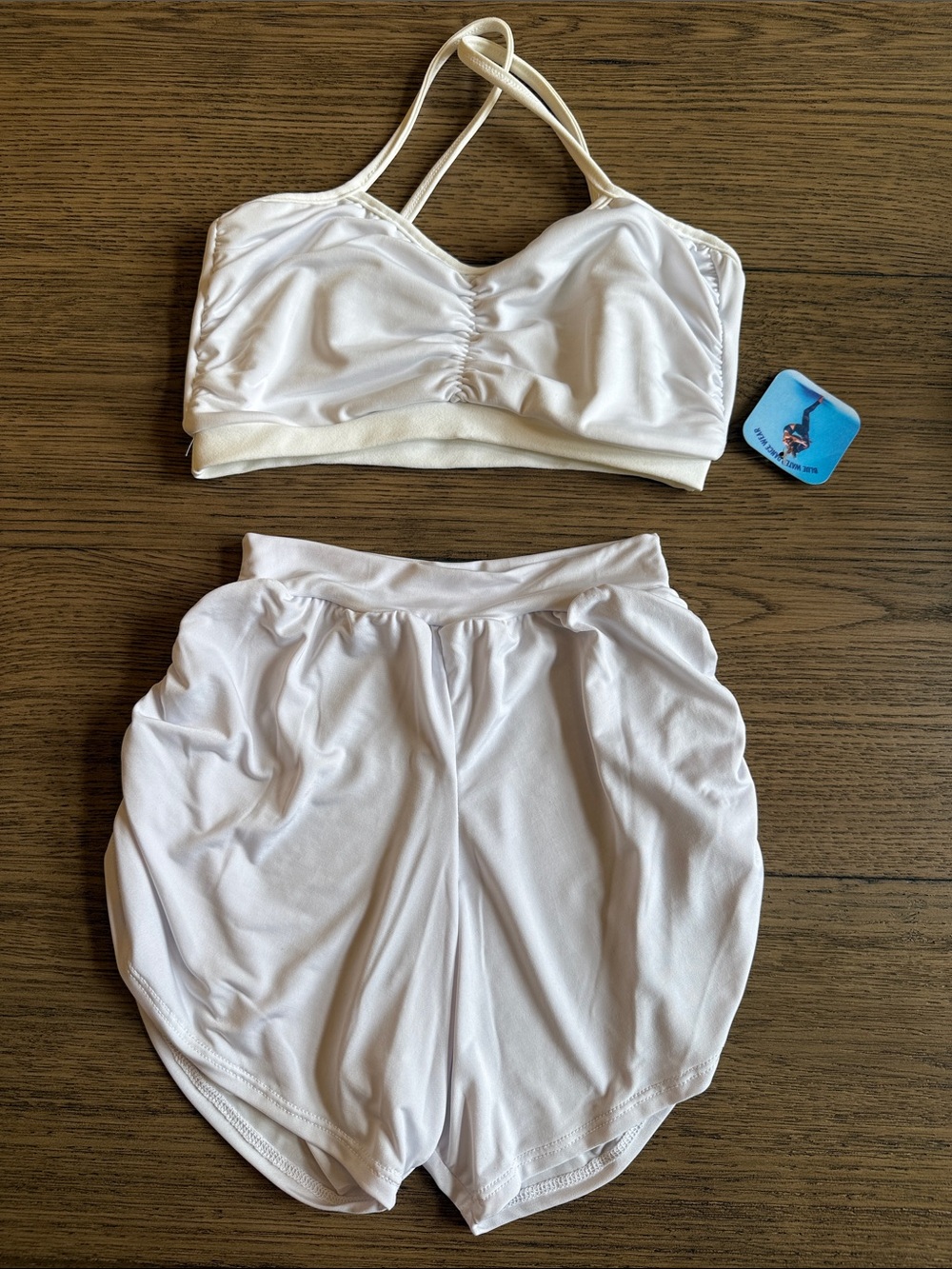 White Dance Costume Set for Kids - Crop Top & Shorts